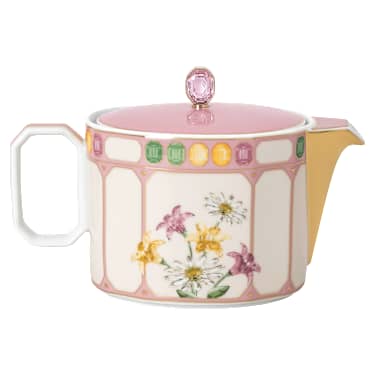 Idyllia teapot, Porcelain, Crystal print motif, Flycatcher, Small, Multicolored - Swarovski, 5735526