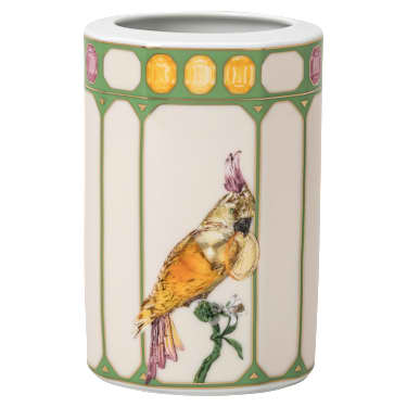Idyllia vase, Porcelain, Crystal print motif, Cockatoo, Small, Multicolored - Swarovski, 5735527