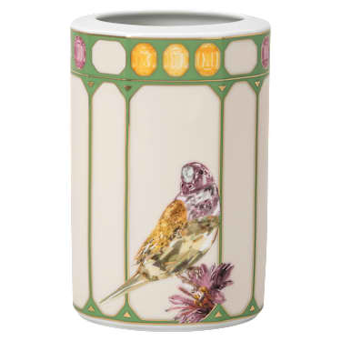 Idyllia vase, Porcelain, Crystal print motif, Cockatoo, Small, Multicolored - Swarovski, 5735527