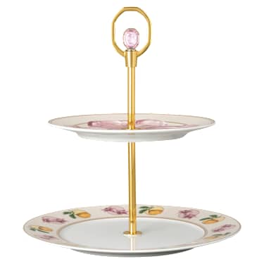 Idyllia étagère, Porcelain, Crystal print motif, Lily citron, Small, Multicolored - Swarovski, 5735529