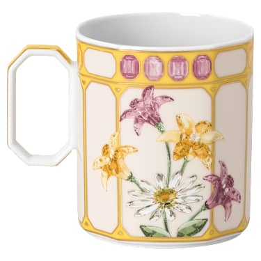 Idyllia mug, Porcelain, Crystal print motif, Finch, Yellow - Swarovski, 5735533