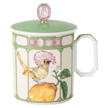Idyllia Tasse, Porzellan, Kristallines Printmotiv, Kronenbekarde, Grün - Swarovski, 5735534