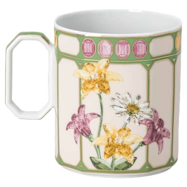 Idyllia Tasse, Porzellan, Kristallines Printmotiv, Kronenbekarde, Grün - Swarovski, 5735534
