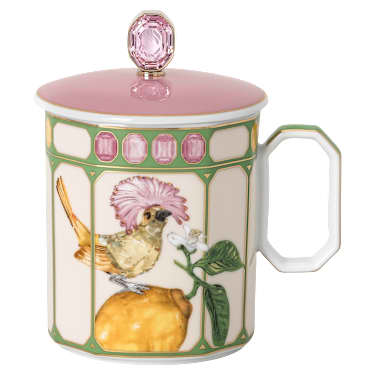 Idyllia Tasse, Porzellan, Kristallines Printmotiv, Kronenbekarde, Grün - Swarovski, 5735534