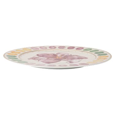 Idyllia service plate, Porcelain, Crystal print motif, Lily, Multicolored - Swarovski, 5735538