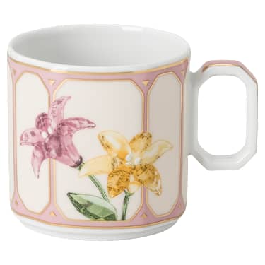 Idyllia espresso cup with saucer, Porcelain, Crystal print motif, citron, Multicoloured - Swarovski, 5735626