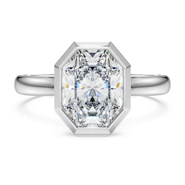 Octagon bezel ring, Lab-grown diamonds 2.0 ct tw, Octagon shape, 18K white gold - Swarovski, 5735710