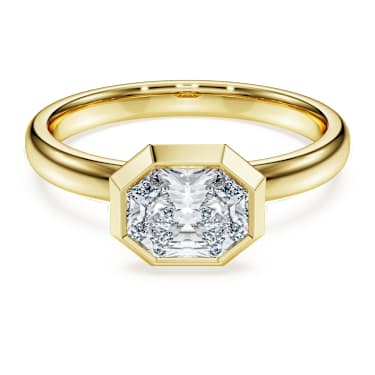 Octagon bezel ring, Lab-grown diamonds 1.0 ct tw, Octagon shape, 18K yellow gold - Swarovski, 5735719