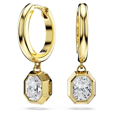 Octagon damla küpeler, Laboratuvarda üretilmiş elmaslar 1,0 karat toplam ağırlık, Sekizgen şekil, 18k sarı altın - Swarovski, 5735726