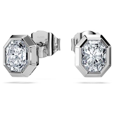 Kolczyki zapinane na sztyft Octagon, Diamenty laboratoryjne 1,0 karata, Kształt ośmiokątny, 18K białe złoto - Swarovski, 5735727