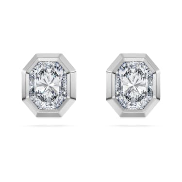 Octagon düğme Küpeler, Laboratuvarda üretilmiş elmaslar 1,0 karat toplam ağırlık, Sekizgen şekil, 18k beyaz altın - Swarovski, 5735727