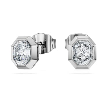Octagon düğme Küpeler, Laboratuvarda üretilmiş elmaslar 1,0 karat toplam ağırlık, Sekizgen şekil, 18k beyaz altın - Swarovski, 5735727