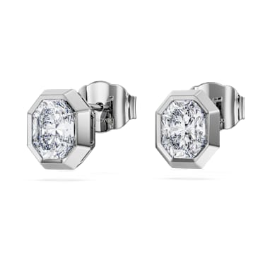 Octagon düğme Küpeler, Laboratuvarda üretilmiş elmaslar 1,0 karat toplam ağırlık, Sekizgen şekil, 18k beyaz altın - Swarovski, 5735727