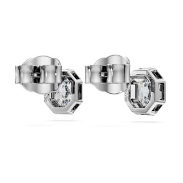 Octagon düğme Küpeler, Laboratuvarda üretilmiş elmaslar 1,0 karat toplam ağırlık, Sekizgen şekil, 18k beyaz altın - Swarovski, 5735727