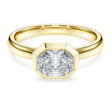 Octagon bezel ring, Lab-grown diamonds 1.0 ct tw, Octagon shape, 14K yellow gold - Swarovski, 5735735