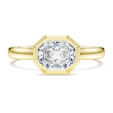 Octagon bezel ring, Lab-grown diamonds 1.0 ct tw, Octagon shape, 14K yellow gold - Swarovski, 5735743
