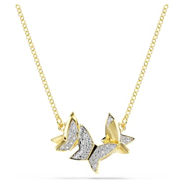Idyllia Lilia 項鏈, 蝴蝶, 白色, 鍍金色色調 - Swarovski, 5736068