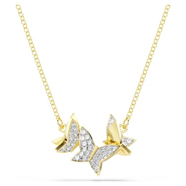 Idyllia Lilia 項鏈, 蝴蝶, 白色, 鍍金色色調 - Swarovski, 5736068