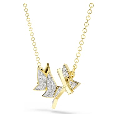 Idyllia Lilia necklace, Butterfly, White, 18K gold finish - Swarovski, 5736068