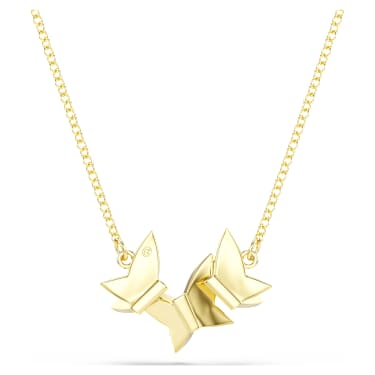 Idyllia Lilia necklace, Butterfly, White, 18K gold finish - Swarovski, 5736068