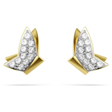 Idyllia Lilia Ohrstecker, Schmetterling, Weiß, 18K Goldbeschichtet - Swarovski, 5736070