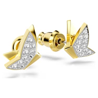 Idyllia Lilia 耳釘, 蝴蝶, 白色, 鍍金色色調 - Swarovski, 5736070