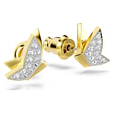 Idyllia Lilia 耳釘, 蝴蝶, 白色, 18K 金飾面 - Swarovski, 5736070
