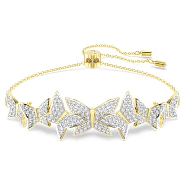 Idyllia Lilia bracelet, Butterfly, White, Gold-tone plated - Swarovski, 5736072