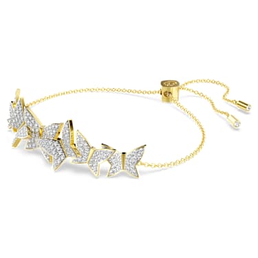 Idyllia Lilia bracelet, Butterfly, White, Gold-tone plated - Swarovski, 5736072