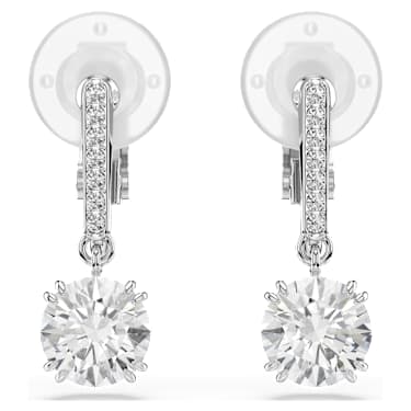 Stilla クリップイヤリング, ラウンドカット, パヴェ, ホワイト, ロジウム・プレーティング - Swarovski, 5736942