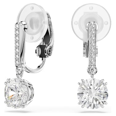 Stilla クリップイヤリング, ラウンドカット, パヴェ, ホワイト, ロジウム・プレーティング - Swarovski, 5736942