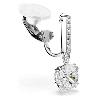 Stilla clip earrings, Round cut, Pavé, White, Rhodium plated - Swarovski, 5736942