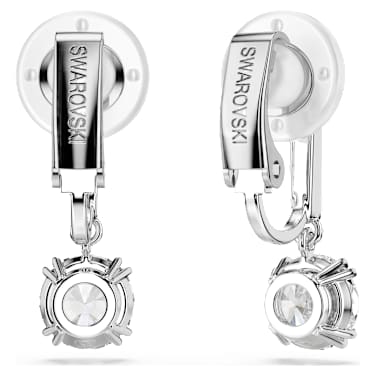 Stilla 클립 이어링, 라운드 컷, 파베, 화이트, 로듐 플래팅 - Swarovski, 5736942
