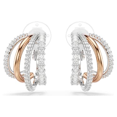 Hyperbola 클립 이어링, 믹스 컷, 화이트, 믹스 메탈 피니시 - Swarovski, 5736944