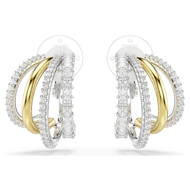 Hyperbola clip earrings, Mixed cuts, White, Mixed metal finish - Swarovski, 5736946