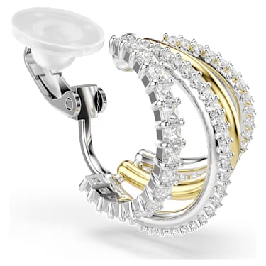 Hyperbola クリップイヤリング, ミックスカット, ホワイト, ミックスメタル仕上げ - Swarovski, 5736946