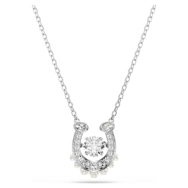 Symbolica pendant, Crystal pearl, Round cut, Pavé, Horse shoe