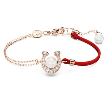 Braccialetto Symbolica, Crystal Pearl, Pavé, Ferro Di Cavallo, Bianco, Finitura oro rosa 18K - Swarovski, 5736976