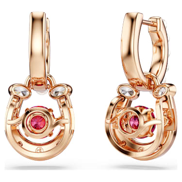Pendants d'oreilles Symbolica, Crystal Pearl, Taille Ronde, Pavé, Fer à cheval, Rouges, Placage de ton or rosé - Swarovski, 5736979