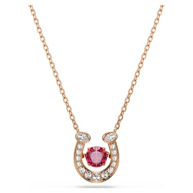 Symbolica pendant, Round cut, Pavé, Horseshoe, Red, 18K rose gold finish - Swarovski, 5736981