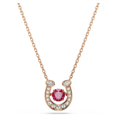 Symbolica pendant, Round cut, Pavé, Horse shoe, Red, Rose gold-tone plated - Swarovski, 5736981