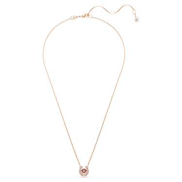 Symbolica pendant, Round cut, Pavé, Horseshoe, Red, Rose gold-tone plated - Swarovski, 5736981