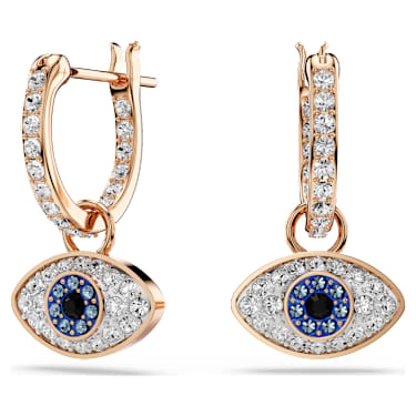 Symbolica damla küpeler, Nazarlık, Küçük, Mavi, 18k pembe altın rengi yüzey - Swarovski, 5736982