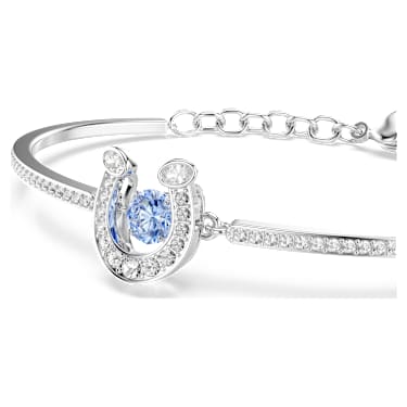 Symbolica bangle, Round cut, Pavé, Horse shoe, Blue, Rhodium