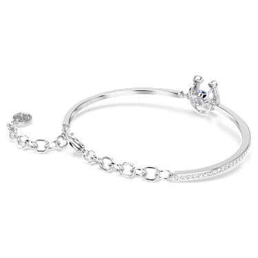 Symbolica bangle, Round cut, Pavé, Horse shoe, Blue, Rhodium