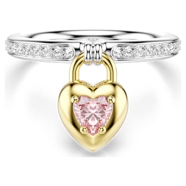 Idyllia Motif Yüzük, Karışık kesimler, Kalp, Pembe, Karışık metal yüzey - Swarovski, 5737268