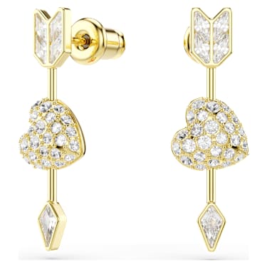 Idyllia Oorhangers, Verschillende slijpvormen, Hart met pijl, Wit, ‎18k gouden afwerking - Swarovski, 5737295