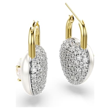 Idyllia ドロップピアス, ミックスカット, ハート, ホワイト, 18K