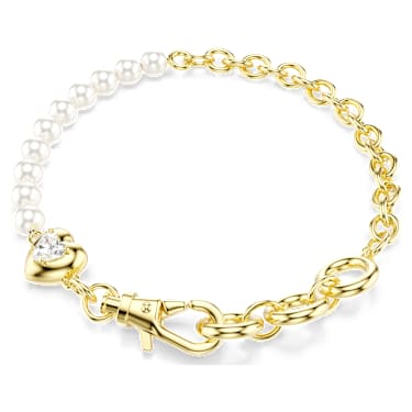 Zapestnica Idyllia, Kristalni biser, Bela, V videzu 18-karatnega zlata - Swarovski, 5737299