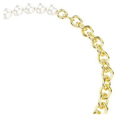 Idyllia 手鏈, 水晶珍珠, 白色, 18K 金飾面 - Swarovski, 5737299